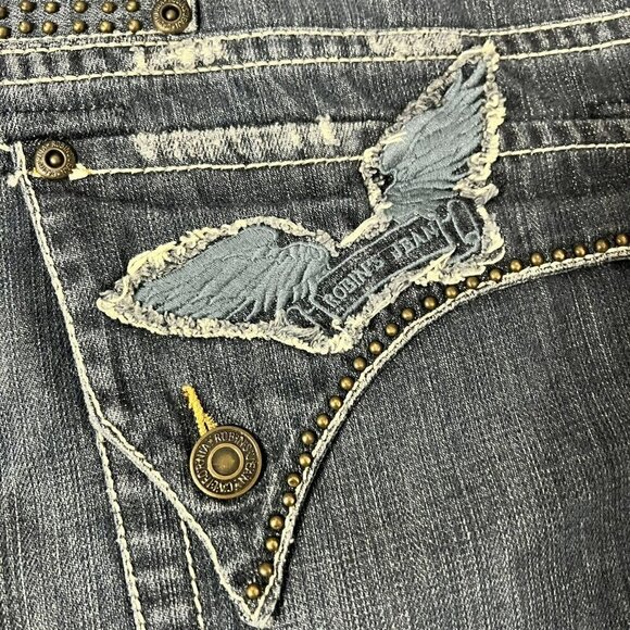 Robin's Jeans Long Flap Studded Blue Size 42 x 34 D5095 - Picture 12 of 14